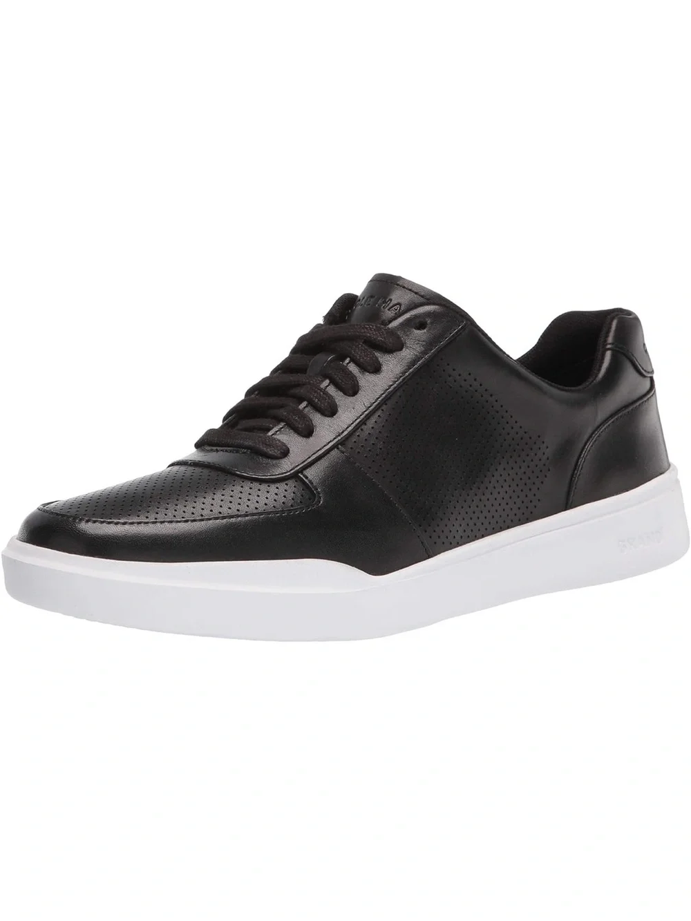 Cole Haan Men's Black Leather Low-Top Sneakers with White Sole